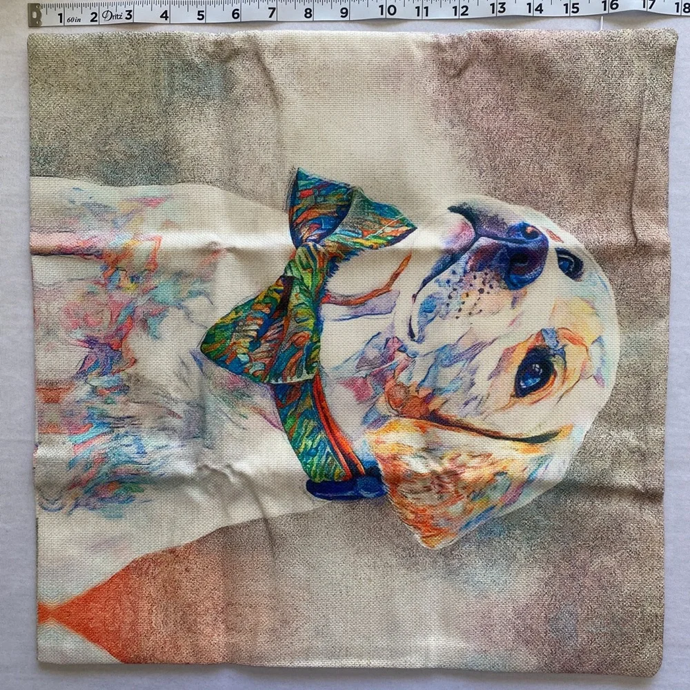 1Pc Colorful Abstract Art Portrait of Cute Labrador Linen Throw Pillow Cover‎